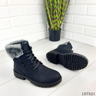
Ботинки подростковые, черные на шнурках "Jone" эко нубук. Ботинки зимние. Ботин. . фото 3