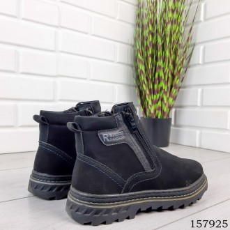 
Детские, подростковые ботинки зимние на молнии, черного цвета из эко нубука, вн. . фото 7