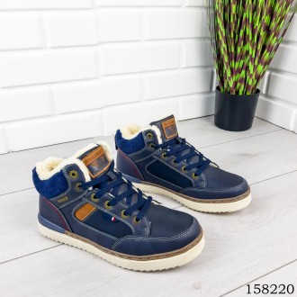 
Мужские ботинки зимние на шнурках, синего цвета из эко кожи, внутри теплый эко . . фото 7