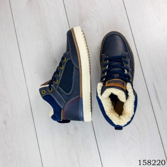 
Мужские ботинки зимние на шнурках, синего цвета из эко кожи, внутри теплый эко . . фото 3