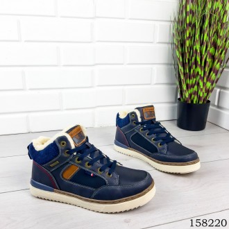 
Мужские ботинки зимние на шнурках, синего цвета из эко кожи, внутри теплый эко . . фото 10