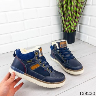 
Мужские ботинки зимние на шнурках, синего цвета из эко кожи, внутри теплый эко . . фото 2