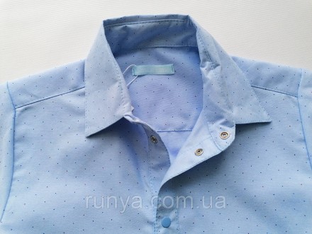 Рубашка для мальчика подростка голубая. Рубашка с длинным рукавом выполнена на к. . фото 3