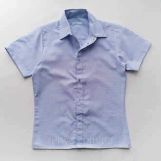 Рубашка для мальчика подростка голубая. Рубашка с длинным рукавом выполнена на к. . фото 2