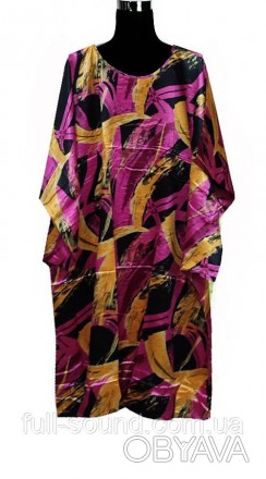 Элегантное шелковое платье кимоно с роскошным принтом, небольшие разрезики внизу. . фото 1
