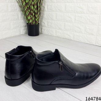 
Ботинки туфли мужские демисезонные черные из эко кожи, внутри флис (легкий эко . . фото 8