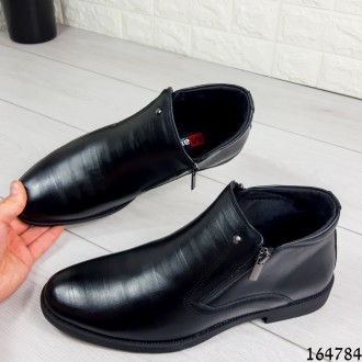 
Ботинки туфли мужские демисезонные черные из эко кожи, внутри флис (легкий эко . . фото 7