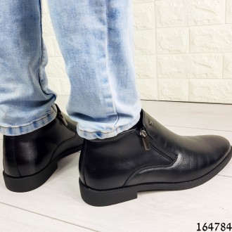 
Ботинки туфли мужские демисезонные черные из эко кожи, внутри флис (легкий эко . . фото 4