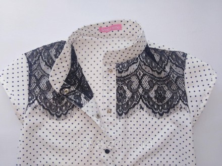 Красивая школьная блузка для девочки. Блузка с коротким рукавом выполнена из лег. . фото 3