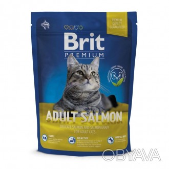 Сухой корм Brit Premium Cat Adult Salmon 300г для взрослых с лососем.Изысканный . . фото 1