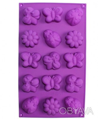 Силиконовая форма Hauser "Лужок" планшет для печенья, кексов и маффинов 15 ячеек. . фото 1
