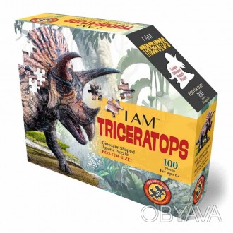 Пазл I am Динозавр Трицератопс — фигурный пазл, отличный подарок для развития ма. . фото 1