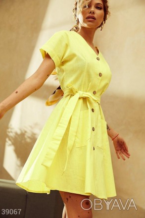Доступные размеры: s, l, xl Актуальное летнее платье с коротким рукавом, выполне. . фото 1