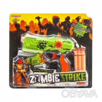 Уценка. (не работает фонарик, нет патронов) Пистолет "Zombie Strike" с мягкими п. . фото 1