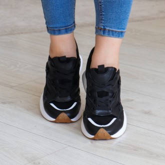 Женские кроссовки черные Murava 3197 Кроссовки женские выполнены из обувного иск. . фото 4