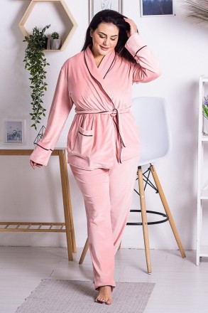 Комплект жіночий плюшевий XXL+ К1301 Рожевий 6XL (58-60). Днепр. фото 1 Комплект жіночий плюшевий XXL+ К1301 Рожевий 6XL (58-60). Днепр. фото 1