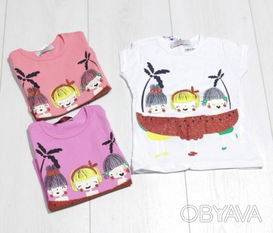 Детская футболка для девочки, Отичный дизайн, посадка, красивые расцветки и рису. . фото 1