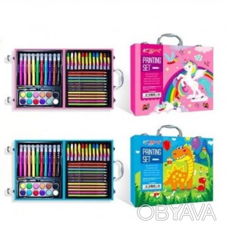 Детский набор для рисования в чемодане с красками, карандашами и фломастерами (2. . фото 1