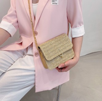 Женская Плетеная сумка с соломенной тканой текстурой . 
 Идеально дополнит любой. . фото 9
