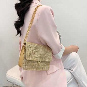Женская Плетеная сумка с соломенной тканой текстурой . 
 Идеально дополнит любой. . фото 8