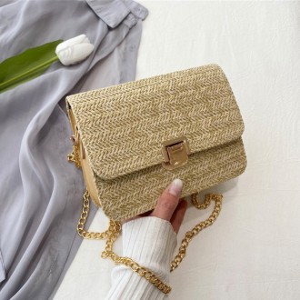 Женская Плетеная сумка с соломенной тканой текстурой . 
 Идеально дополнит любой. . фото 3