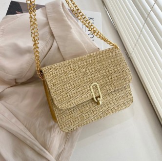 Женская Плетеная сумка с соломенной тканой текстурой . 
 Идеально дополнит любой. . фото 2