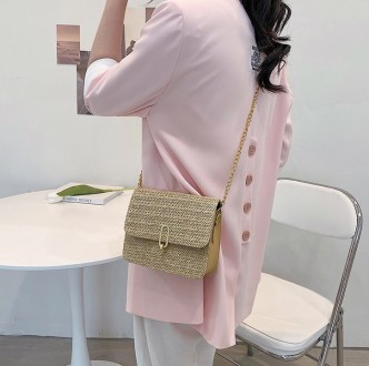 Женская Плетеная сумка с соломенной тканой текстурой . 
 Идеально дополнит любой. . фото 5
