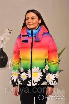 Демисезонная подростковая куртка для девочки «Радуга». Материал: плащевка — «Гло. . фото 1