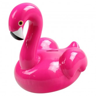 Яркая керамическая копилка с удобным ключиком в виде яркого фламинго - милый акс. . фото 2