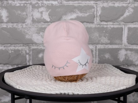 Шапка "Eyes", нежно розовая трикотаж, 50-54 (от 2 лет). Львов. фото 1