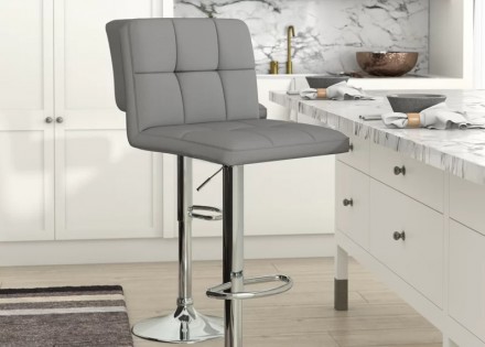 Высокий барный стул, хромированное металлическое основание с подножкой, поворачи. . фото 6