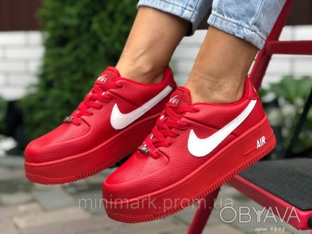 Кроссовки женские подростковые кожа красные Nike Air Force 
Материал верха: прес. . фото 1