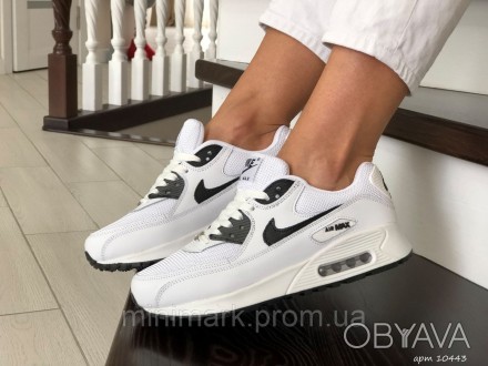 Кроссовки женские подростковые белые с черным сетка кожа Nike Air Max 90
Произво. . фото 1