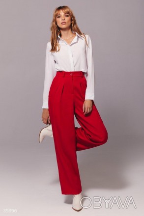 Доступные размеры: s, m, l Широкие классические брюки красного цвета с высокой т. . фото 1