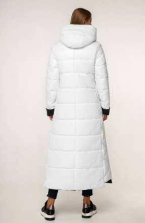 
Зимняя куртка макси с силиконом на молнии с контрастной подкладкой и капюшоном
. . фото 3