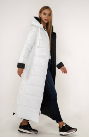 
Зимняя куртка макси с силиконом на молнии с контрастной подкладкой и капюшоном
. . фото 4