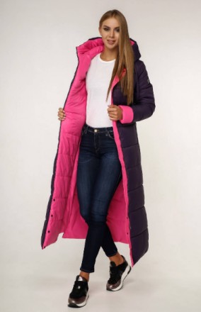 
Зимняя куртка макси с силиконом на молнии с контрастной подкладкой и капюшоном
. . фото 2