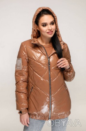 
Демисезонная стеганая куртка с силиконом на молнии, с капюшоном, силиконовой на. . фото 1
