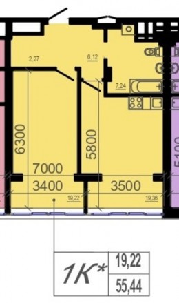 Продается 1-комнатная квартира свободной планировки в ЖК Фаворит с окнами во дво. . фото 3