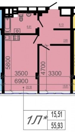 Продается 1-комнатная квартира свободной планировки в ЖК Фаворит с окнами во дво. . фото 4