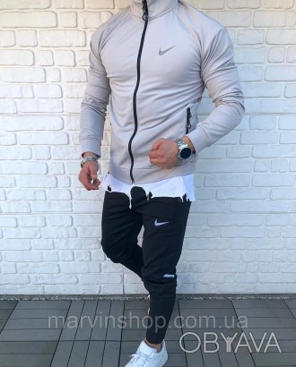 
Спортивный костюм мужской весна-осень серый чёрный без капюшона Nike (Найк)
Муж. . фото 1