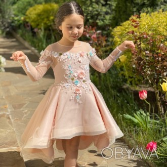 Нереальное платье для маленькой принцессы в нежном персиковом цвете. Стильная ас. . фото 1