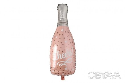 
Фольгована кулька бутилка шампанського "Сheers" рожеве золото 69х55см. Детальні. . фото 1