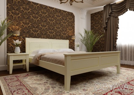 Ліжко зі сосни. Покрите емаллю в колір: білий, ваніль, слонова кістка, сірий та . . фото 1