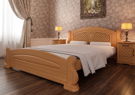 Ліжко з вільхи шпоноване натуральним дубом. Букові ламелі входять у вартість ліж. . фото 2