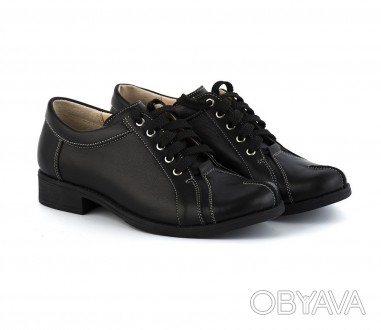 Женские туфли на низком ходу черного цвета. Сделаны из натуральной кожи. Подклад. . фото 1