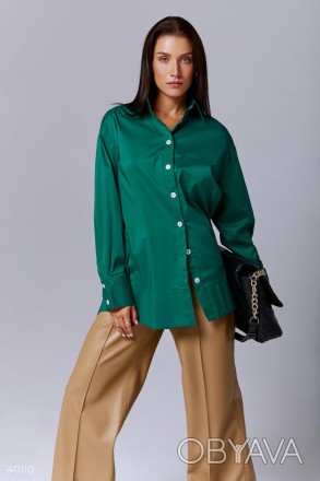 Доступные размеры: s, m, l Базовая рубашка зеленого цвета. Отложной воротник, дл. . фото 1