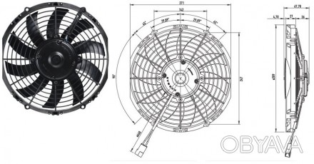 Вентилятор радиатора кондиционера осевой 16" дюймов 24 В тянущий, 1870m/h)&. . фото 1