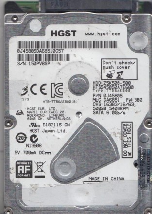 HDD 2.5" SATA 500GB Hitachi Z5K500 5400rpm 8MB (HTS545050A7E680) Refurbished. Харків. фото 1 HDD 2.5" SATA 500GB Hitachi Z5K500 5400rpm 8MB (HTS545050A7E680) Refurbished. Харків. фото 1