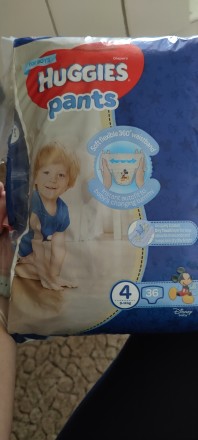 Продам памперсы трусики Haggies 4 (9-14 кг) для мальчика, упаковка открыта, в уп. . фото 2